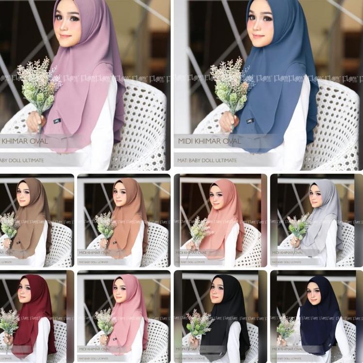Paling Sesuai.. (TERMURAH) Khimar Midi Oval Original By Flow
