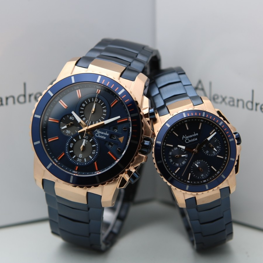 ALEXANDRE CHRISTIE AC 6455 ROSEGOLD BLUE COUPLE. ORIGINAL