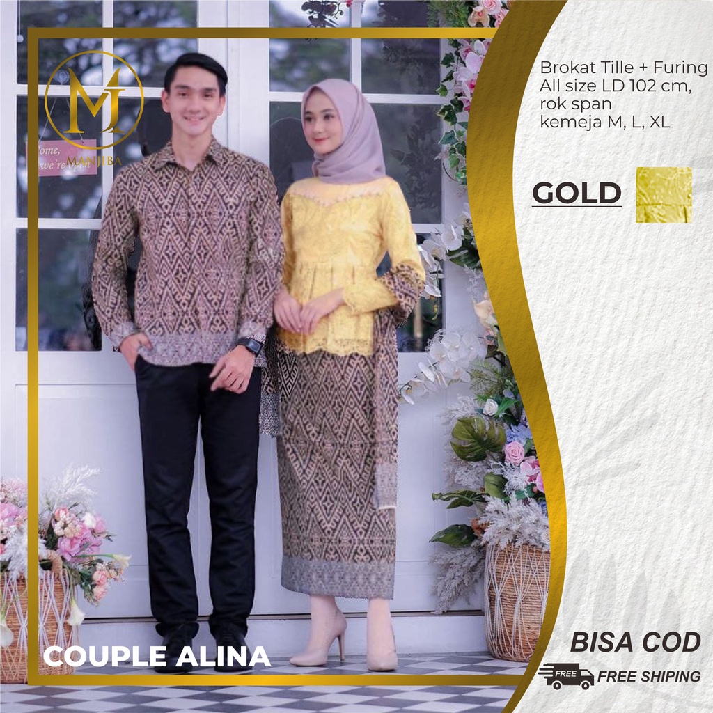 KEBAYA COUPLE SEMI PRANCIS Katun BAHAN KEBAYA SEMI FRANCE CORNELI COUPLE NUNA BATIK COUPLE-GOLD