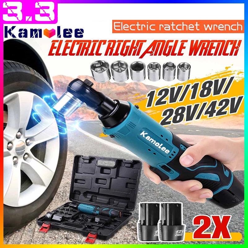 [COD + Spot + Dikirim Dalam 24jam]Kamolee Cordless Electric Wrench 12V 100N.m 3/8 90 ° Kunci Pas Rat