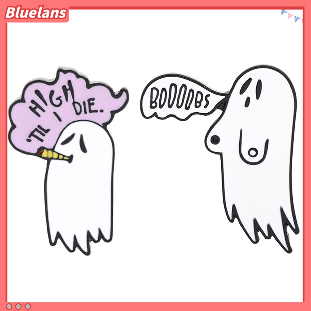 Bros Pin Bentuk Hantu Halloween Bahan Alloy Untuk Dekorasi Kerah