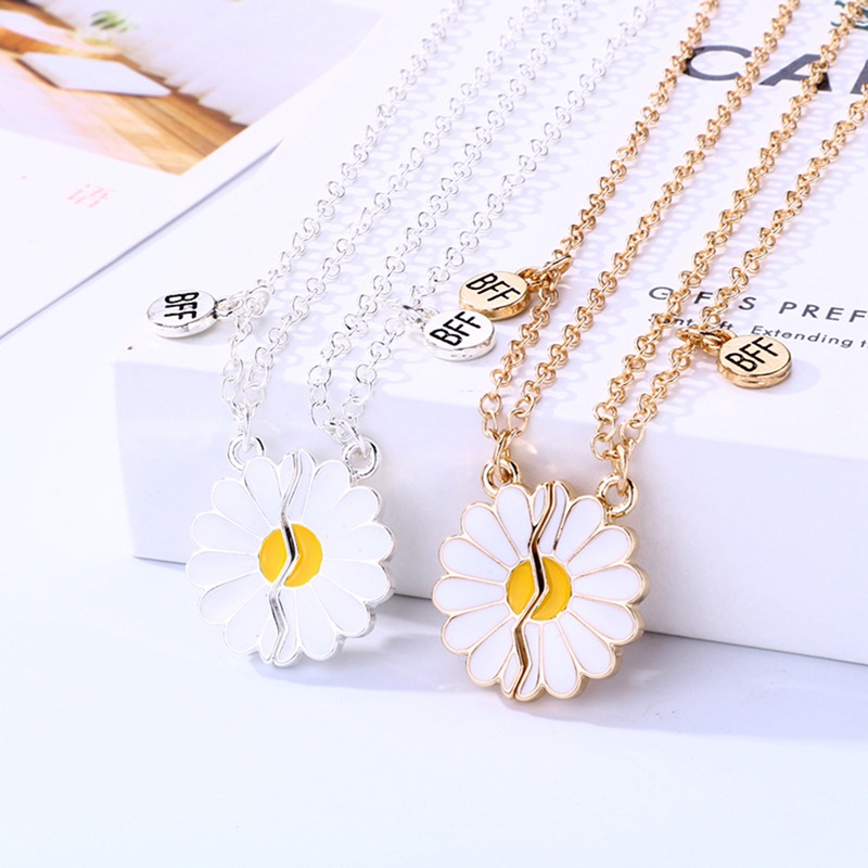 2pcs / Set Kalung Choker Desain Bunga Matahari Daisy Gaya Bohemia Untuk Hadiah