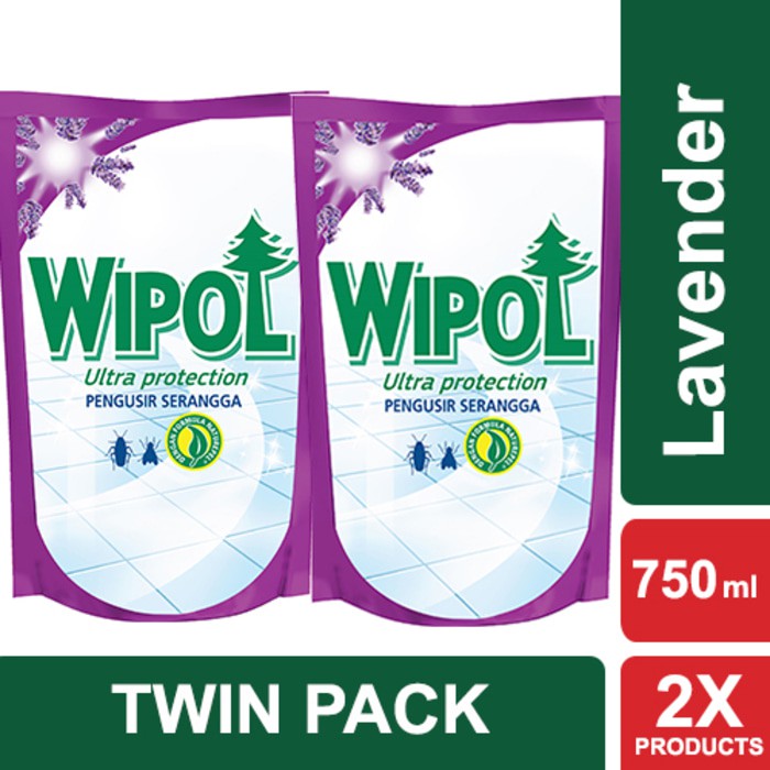 Wipol Ultra Protection Anti Serangga Lavender Pouch 750ml - Twin Pack Unilever