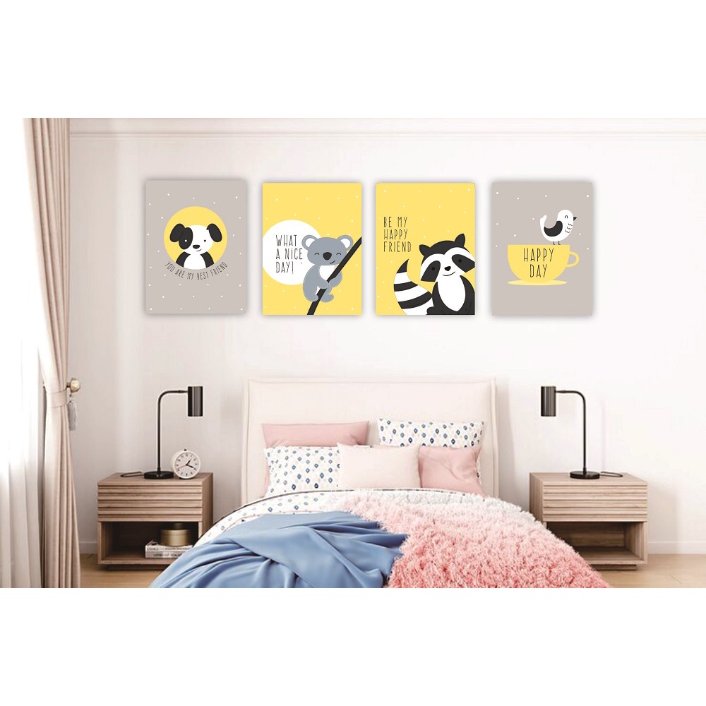 Frame Hiasan Dinding Aesthethic Wall Decor Minimalis Pajangan Rumah Dekorasi Kamar Anak Minimalis Kartun Hewan Pemandangan Pajangan Dapur 3D Kayu Tebal 20 x 30 - 30 x 40