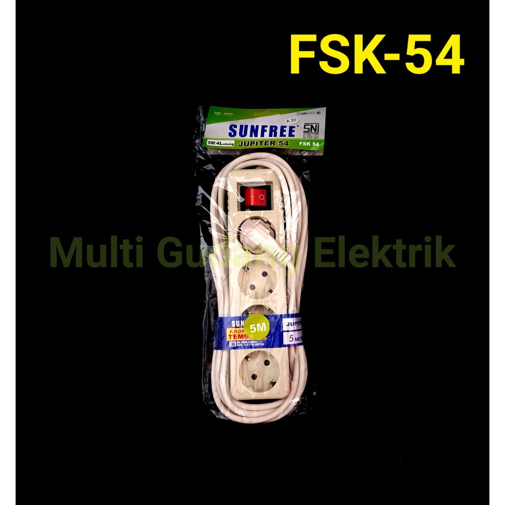 Terminal Stop kontak Sunfree 4 lubang Panjang kabel 5 Meter