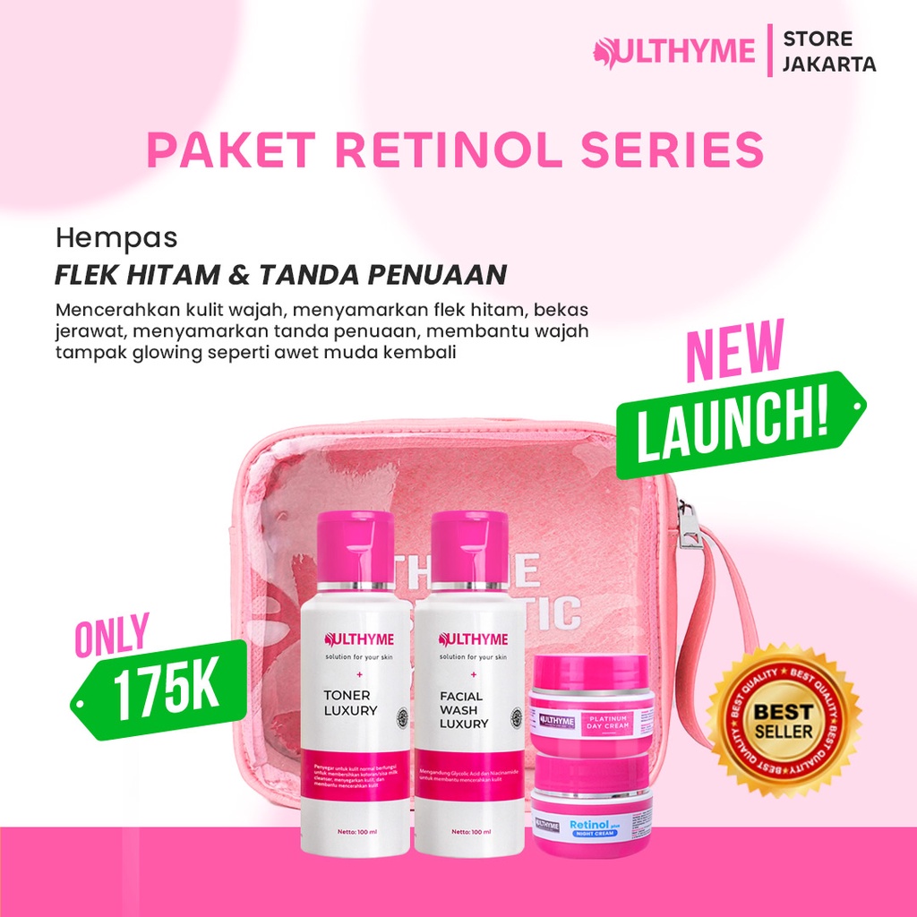 Paket Skincare Wajah Flek Hitam Ulthyme Retinol Series Satu Set Treathment Perawatan Kecantikan Anti