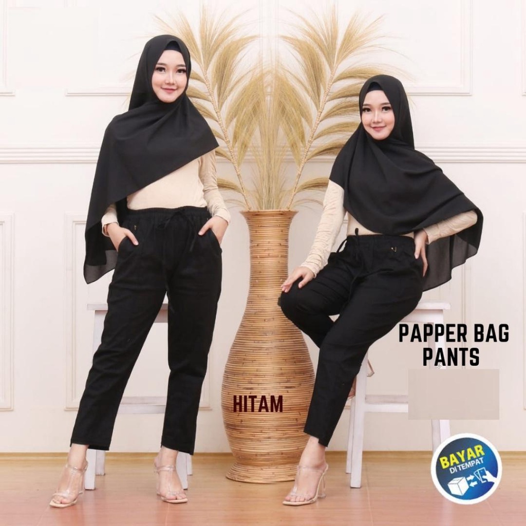 [HITAM] BAGGY PANTS PREMIUM AMERICAN DRILL GRADE A - CELANA PANJANG WANITA CELANA KANTOR KERJA