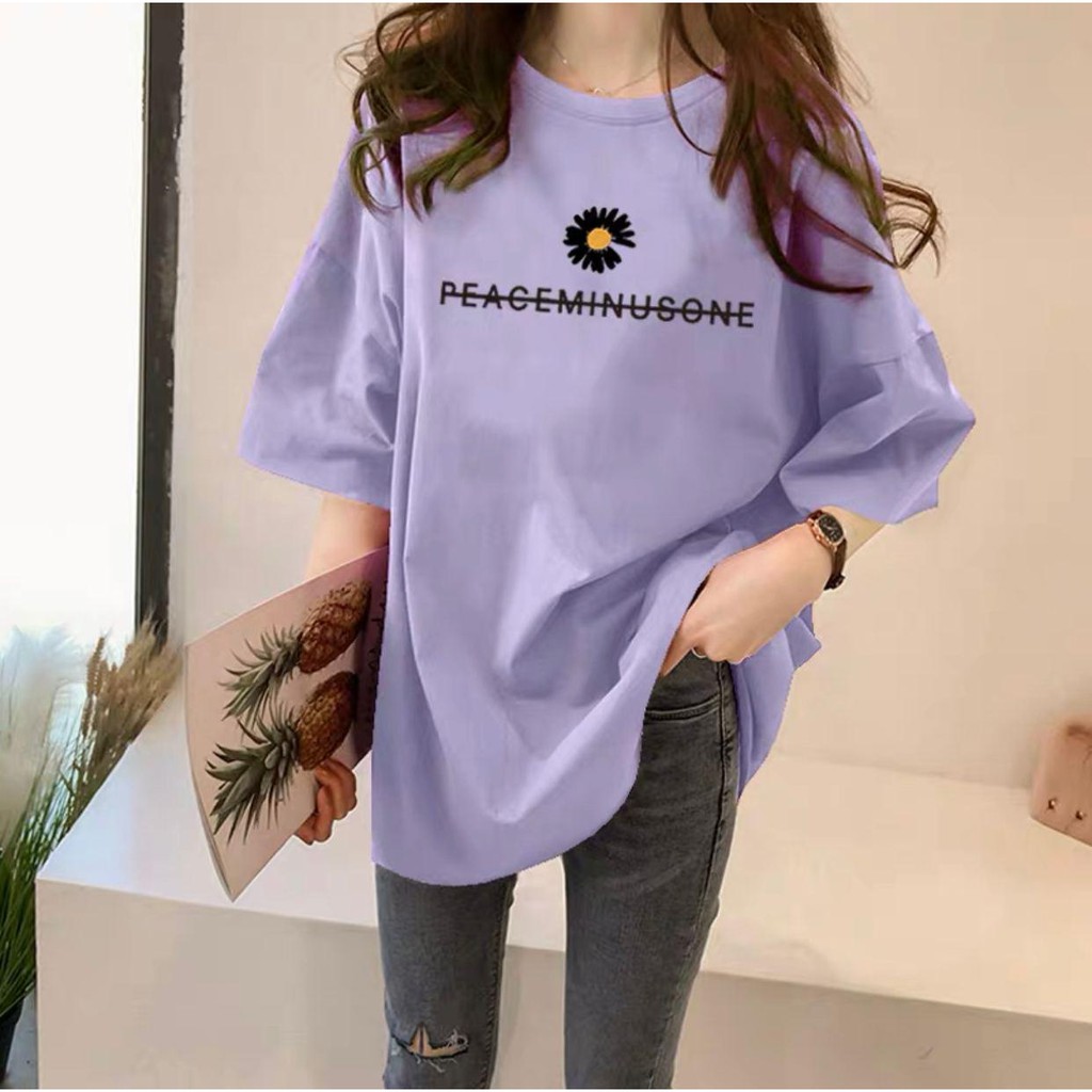 Oversize Tee Tshirt Model Longgar Untuk Wanita Motif Peaceminuson