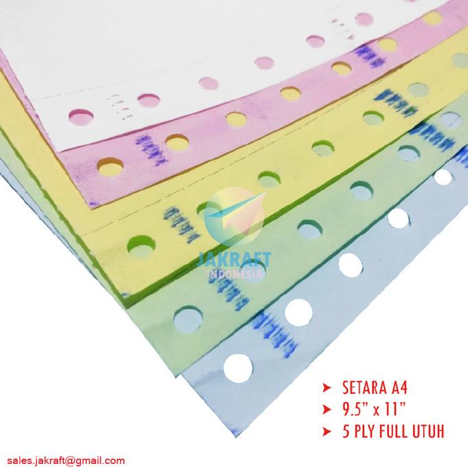 

Kertas Continuous Form A4 9.5 x 11 5 Ply (K5) Full Utuh NCR W Komputer Star Seller Termurah
