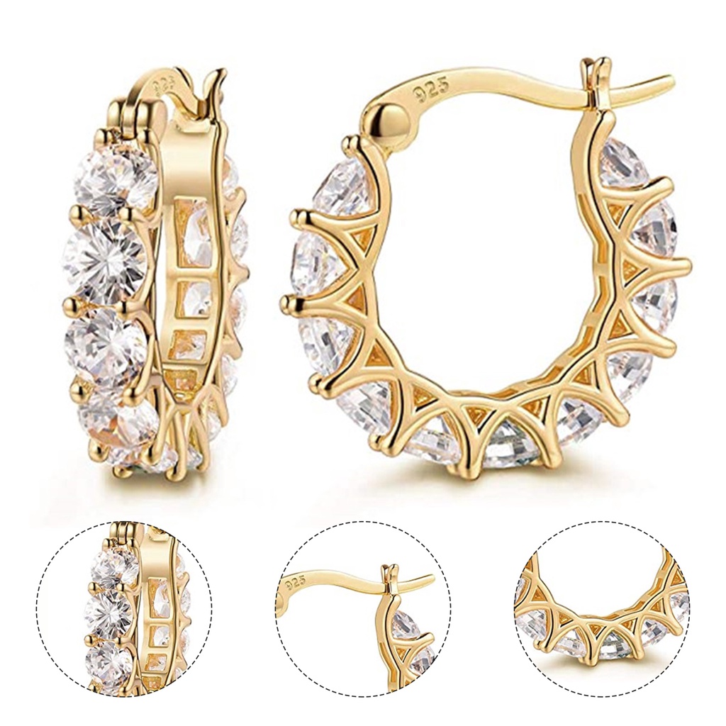 Hu Hu Hu Hu Hu Alat Bantu Pasang Kacamata♡ 1 Pasang Anting Hoop Bentuk U Hias Berlian Imitasi Gaya Perancis Untuk Wanita