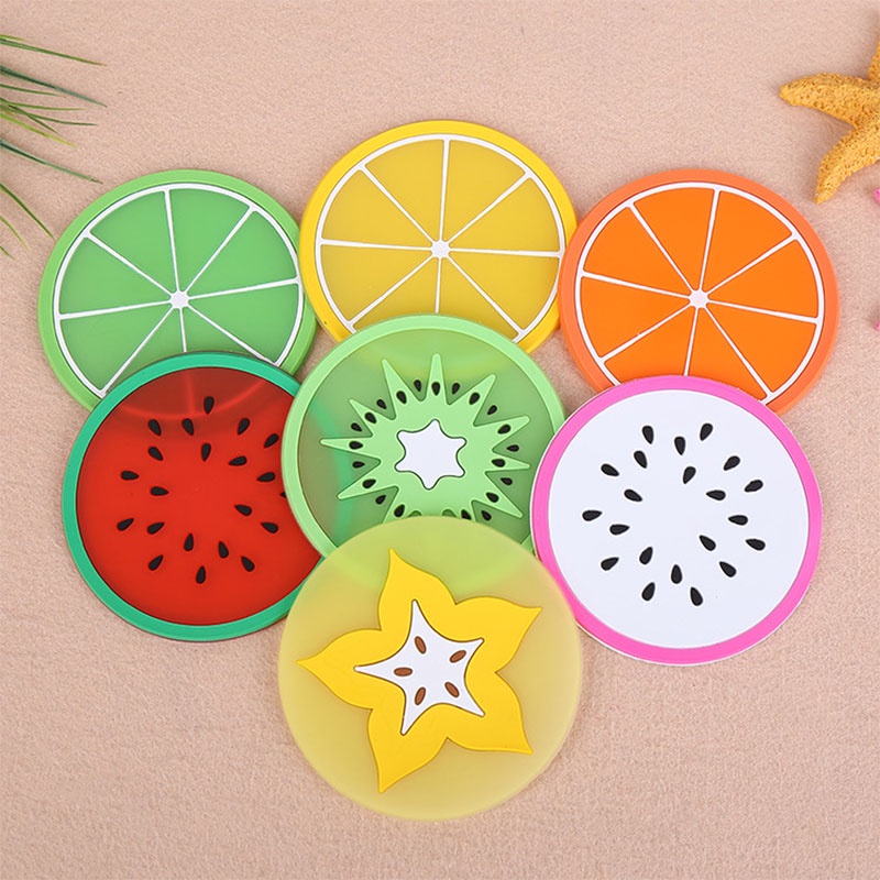 Fruit Shape Silica Gel Cup Glass Mat Tatakan Gelas Cangkir Motif Buah