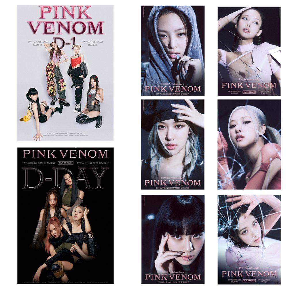 Needway  PINK VENOM Poster Ruang Tamu Kamar Tidur Fashion Kualitas Tinggi Lukisan Foto Kipas Hadiah Dekorasi Rumah Album Baru Stiker Dinding Lukisan Bergambar Self-adhesive Stickers