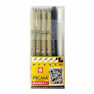 

Sakura Micron Pigma Manga Basic Set 6 with Gelly Roll White