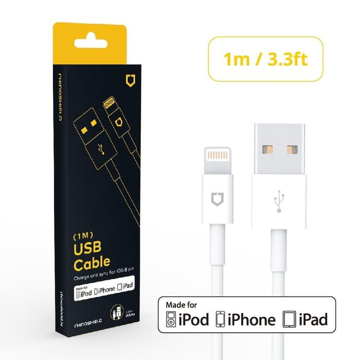 Rhinoshield MFI certified lightning to usb charging dan data cable 1m