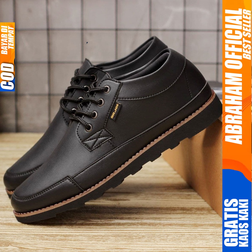 ABRAHAM TARANT Sepatu Formal Casual Pantofel Kerja Pria Hitam-Coklat