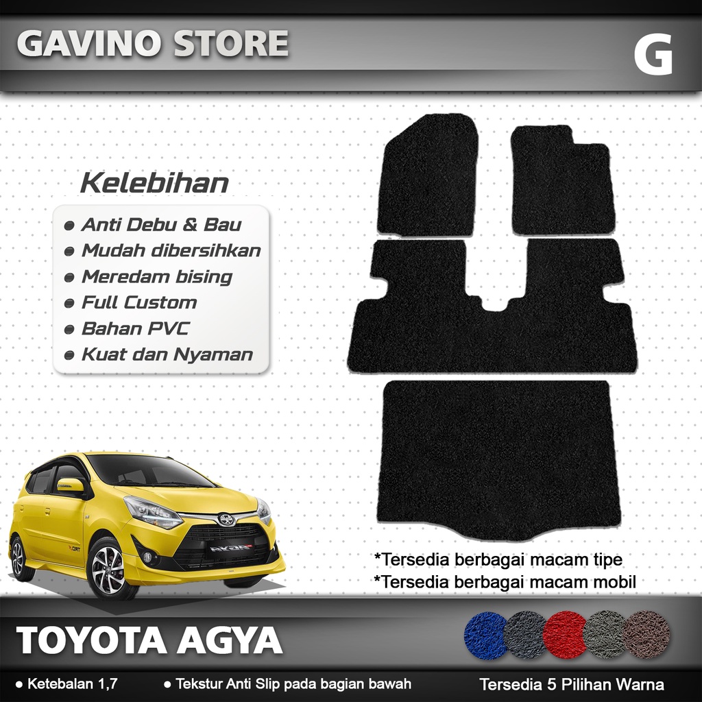 karpet mobil mie bihun toyota agya full bagasi / karpet mobil toyota agya full set / karpet cacing /