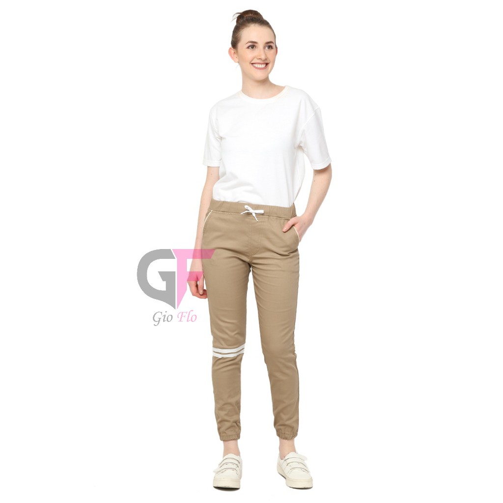 GIOFLO Jogger Perempuan Celana Penjang Casual Terbaru Coklat / CLN 961