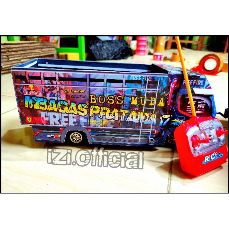 Truk Oleng Miniatur Truk Oleng Custom Nama  Foto  Remot Control RC  Lampu Terpal