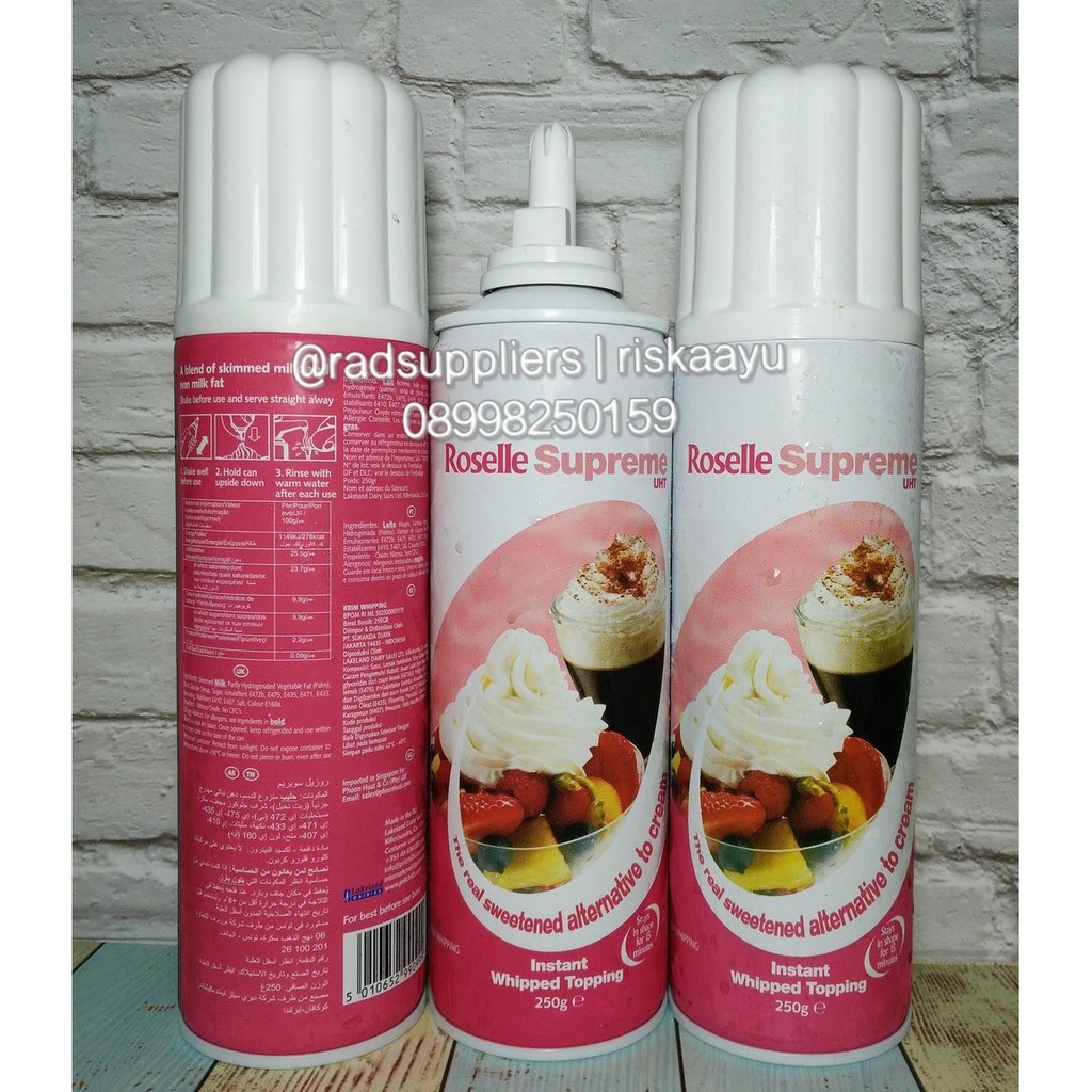 

Whip Cream Roselle Aerosol 250gram, Perfect For Coffee / Ice Blend Toppings Berkualitas