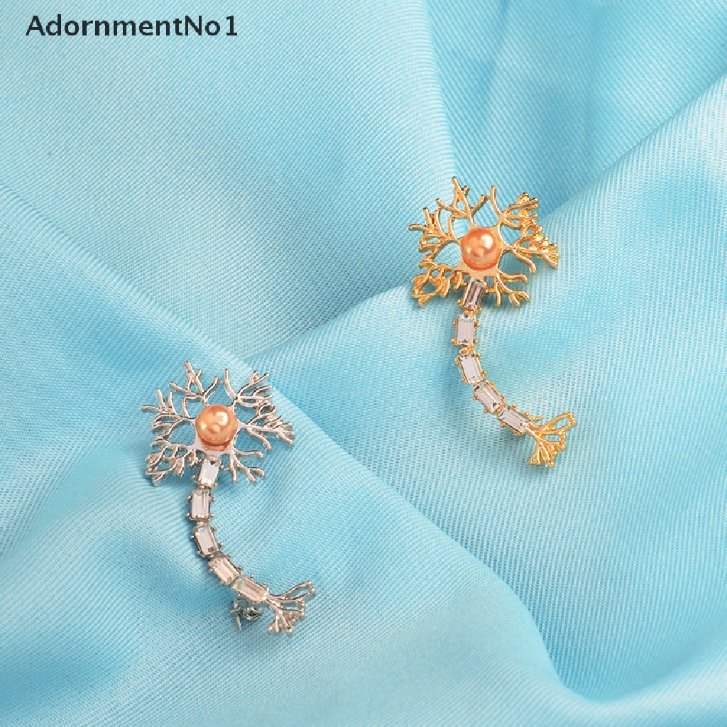 (AdornmentNo1) Bros Pin Enamel Desain Otak Hias Mutiara + Kristal