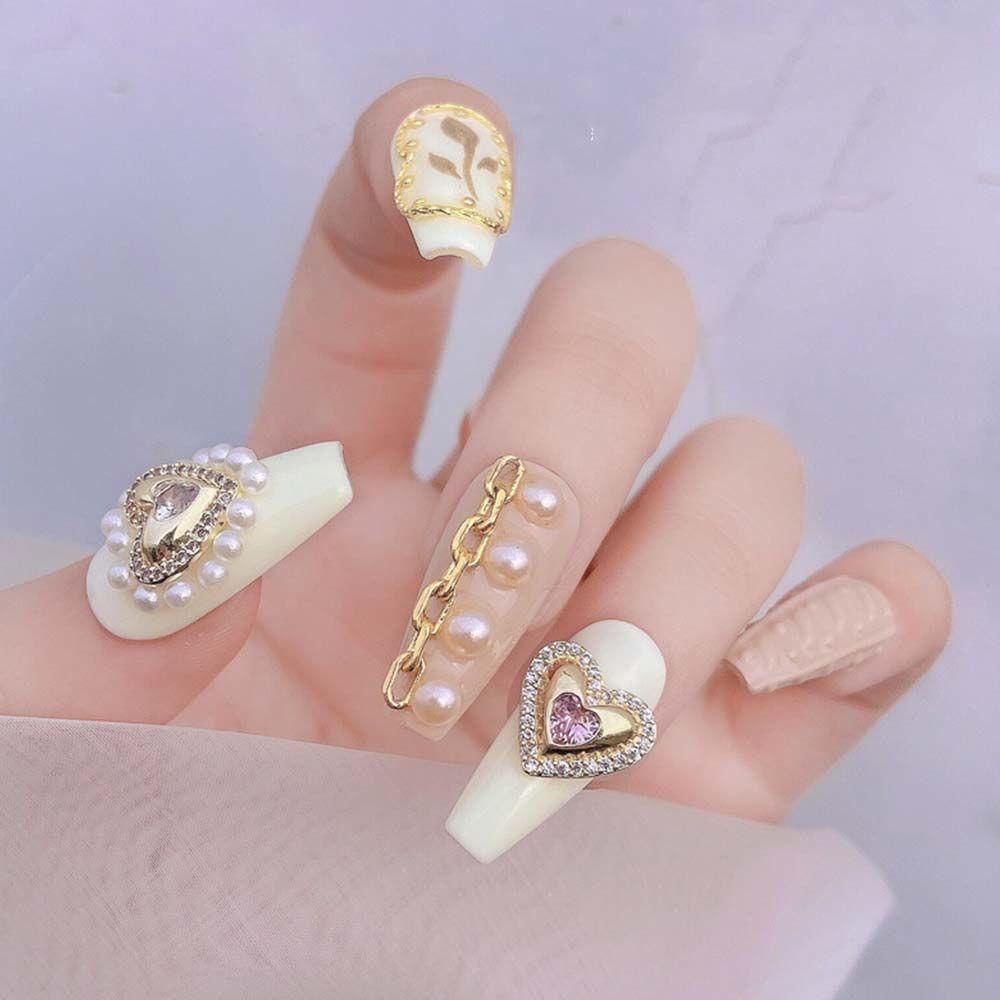 Mxbeauty Bentuk Cinta Perhiasan Kuku Pesona Shiny Gaya Jepang Manicure Nail Art Ornamen 3D Kuku Stiker Nail Art Dekorasi