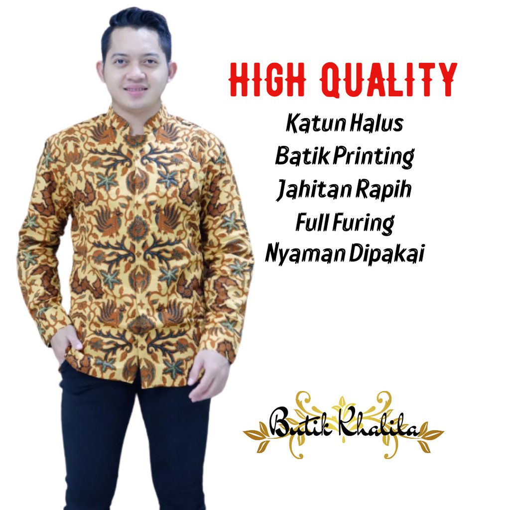 KOKO BATIK PRIA BKK004 Atasan batik pria bahan katun halus primisima baju koko furing