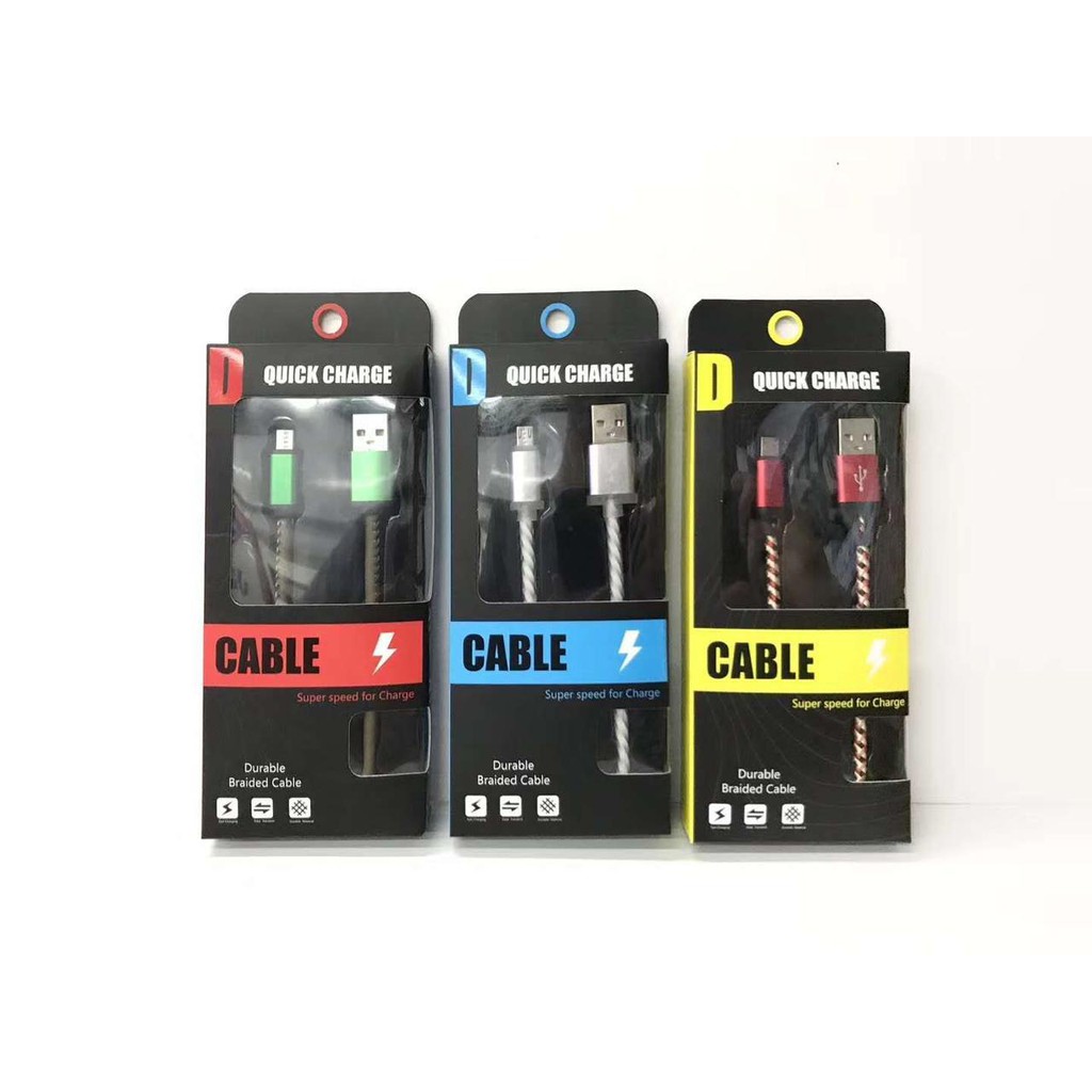 Kabel Charger - Kabel Data LED For Micro USB TIPE C IPHONE Fast Charging