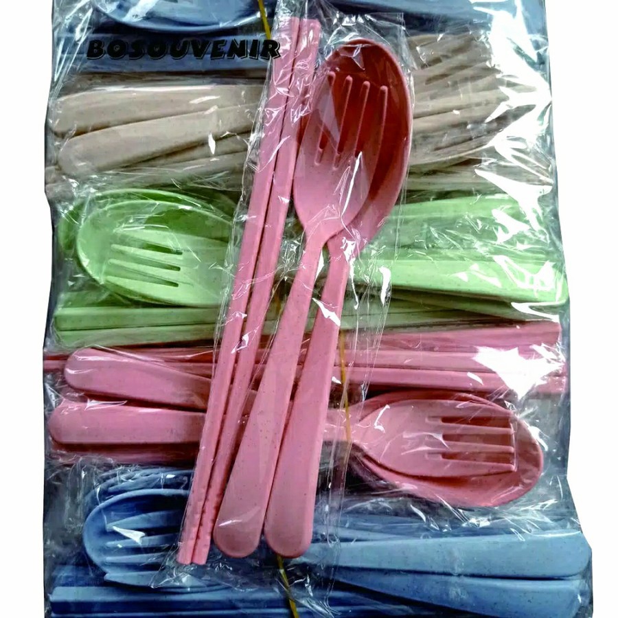 Sendok Garpu Sumpit Plastik Cutlery Travel Set original