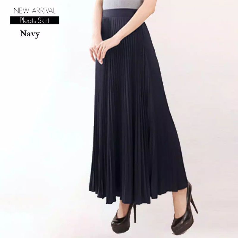 ROK WANITA PLISKET ( PREMIUM )-Navy