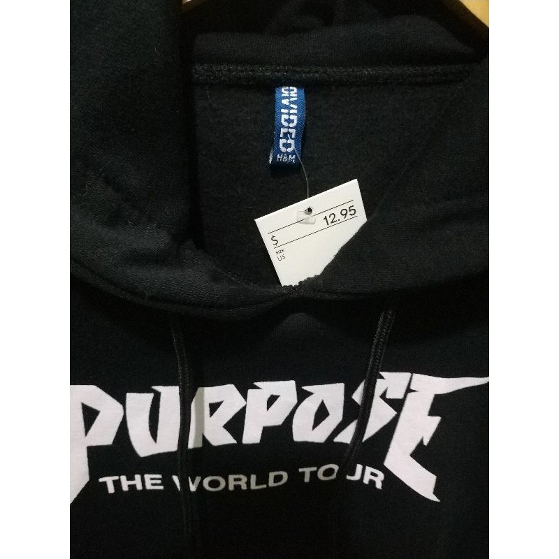 Hoodie H&amp;M Purpose Tour Hitam HnM Black Pria Cowok Wanita Free Paper Bag