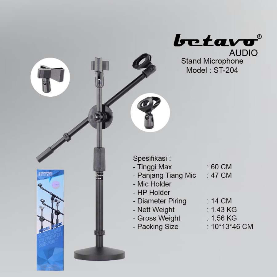 STAND MIC BETAVO ST-204 PROFESSIONAL STAND MICROPHONE