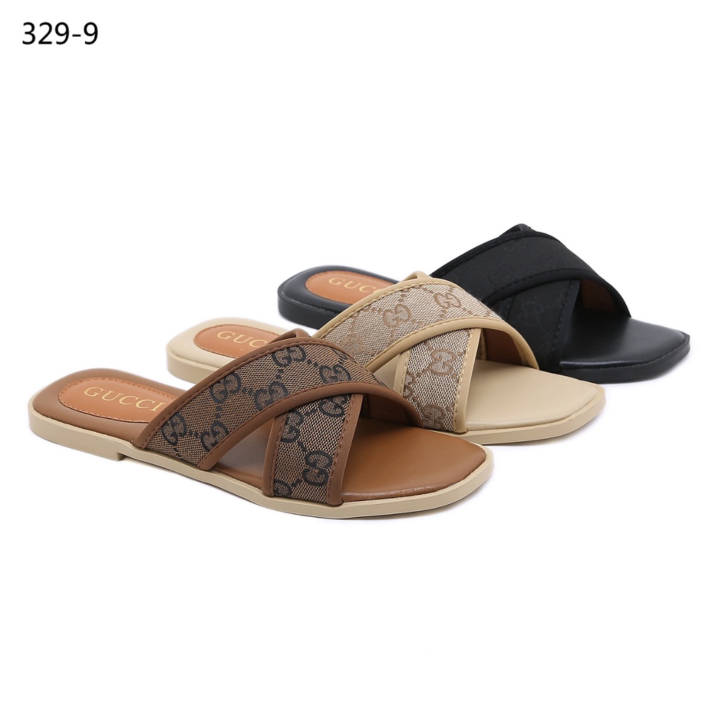 GC GG Canvas Slide Sandals 329-9