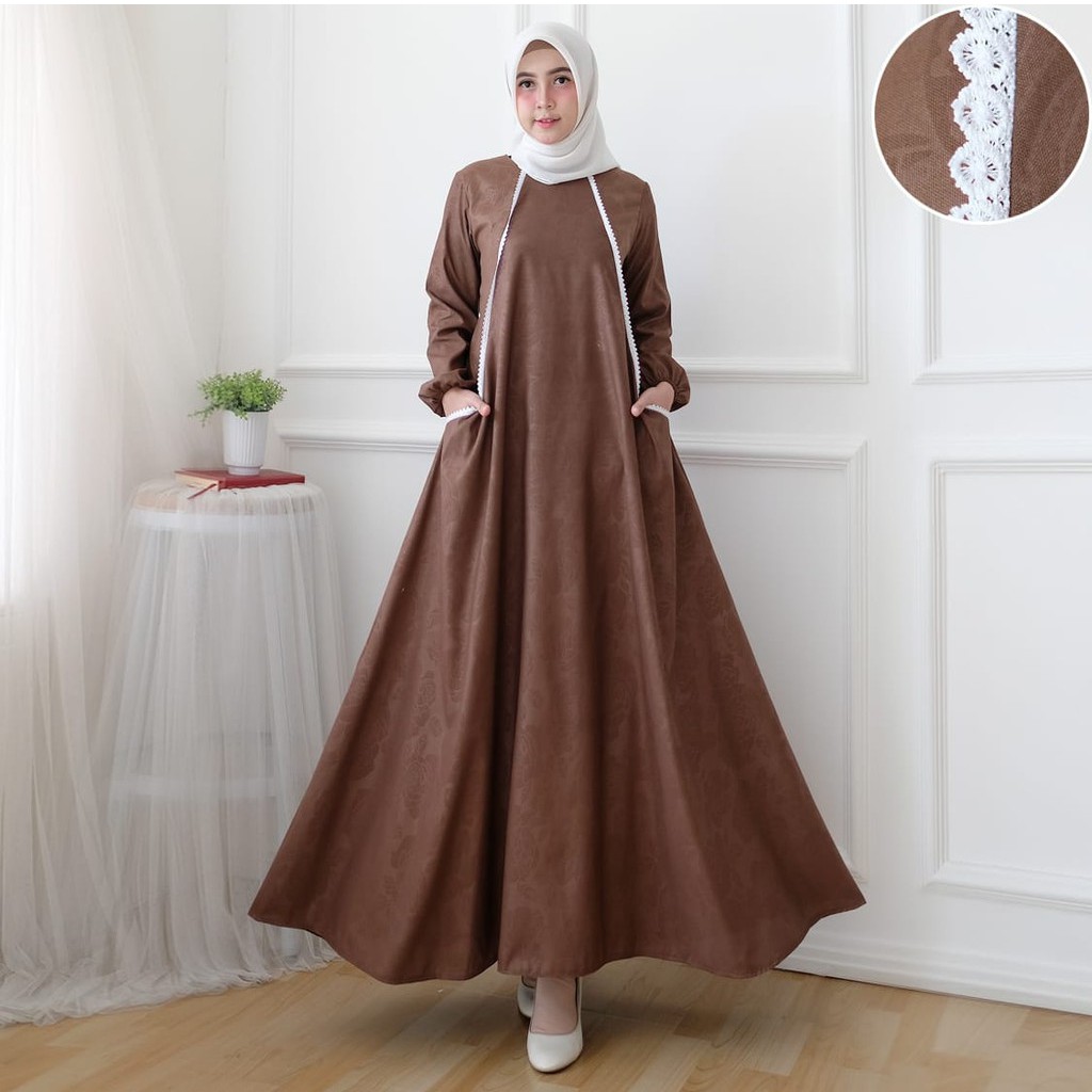 HOPYLOVY - Maxi Dress Wanita Almayra kombinasi Renda