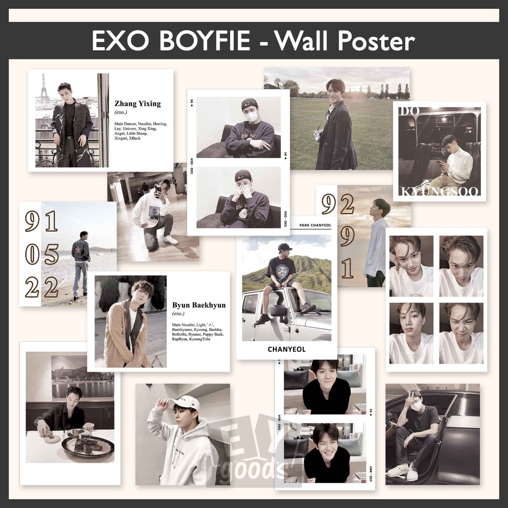 Wall Decor EXO BOYFIE Boyfriend Material walldecor Art print postcard poster card dinding kpop baekhyun chanyeol sehun suho xiumin kai kyungsoo nct exol sc photocard wall poster deco sticker stiker aesthetic merchandise polaroid mood board hiasan kamar