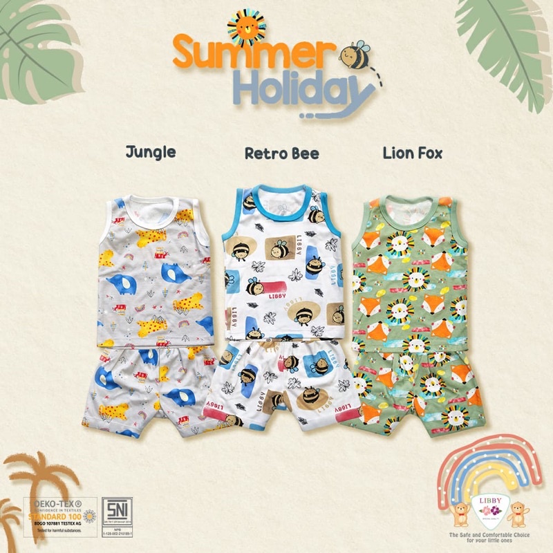 Setelan Kutung SINGLET LIBBY SML Baju Bayi Piyama Spesial Katun