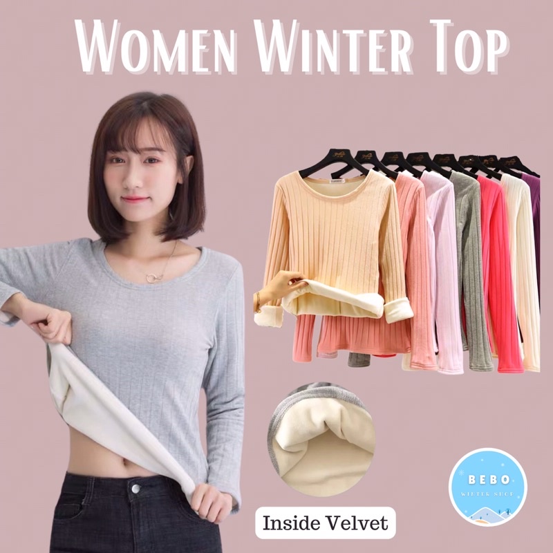 Atasan Musim dingin Wanita Winter Thermal Pullover Winter Top