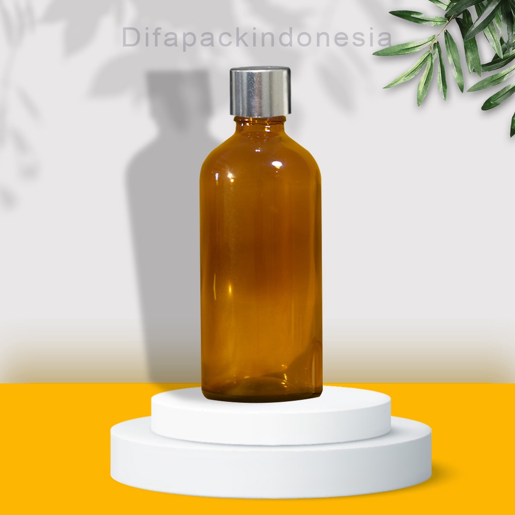 Botol Kaca 100ml Tutup Ulir Chrom Silver