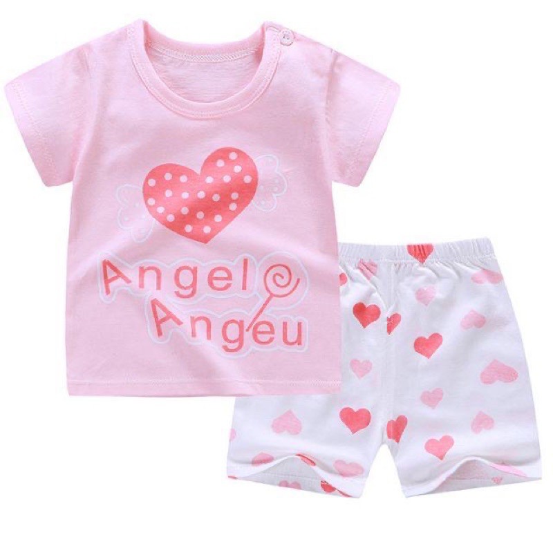 ❤TOKO1234.❤ Baju Jumper Pendek Kaos Dengan Celana Piyama Anak Bayi-B79 ❤️ angel