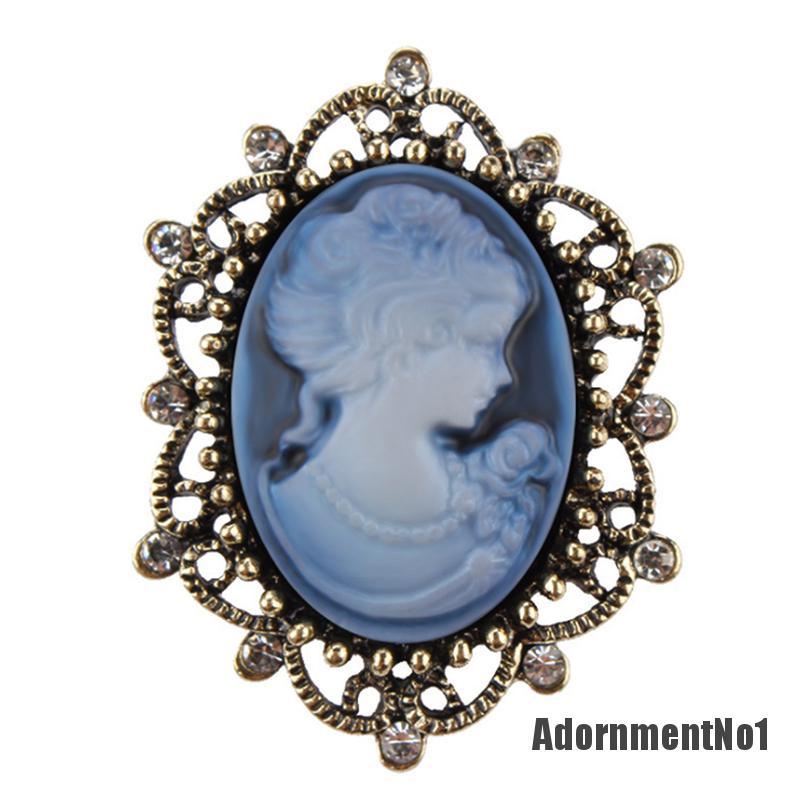 (Adornmentno1) Pin Bros Bunga Cameo Hiasan Kristal + Berlian Imitasi