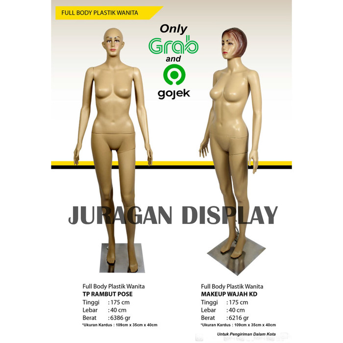 Mars_venus -  Manekin Full Body Wanita Plastik|Botak |Rambut| Make Up|Gojek & Grab - Fb Botak, Kaki