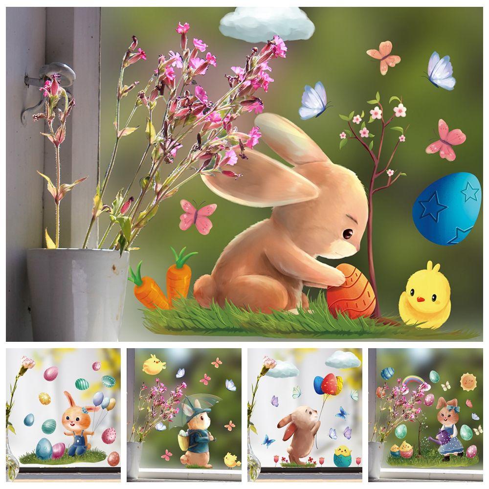 Populer Kelinci Statis Stiker Removable Kamar Bayi Mural Nursery Dekorasi Tempel Jendela Toko