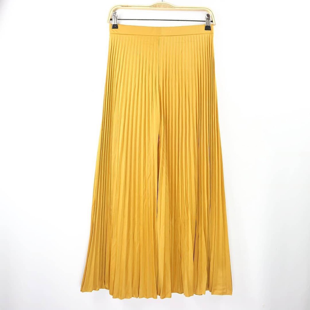 ROK PLISKET MURAH PRISKET PLEATED SALE POLOS REMPEL MUSLIMAH SKIRT ABG FLARE SKIRT MAYUNG FLOWY-MUSTARD