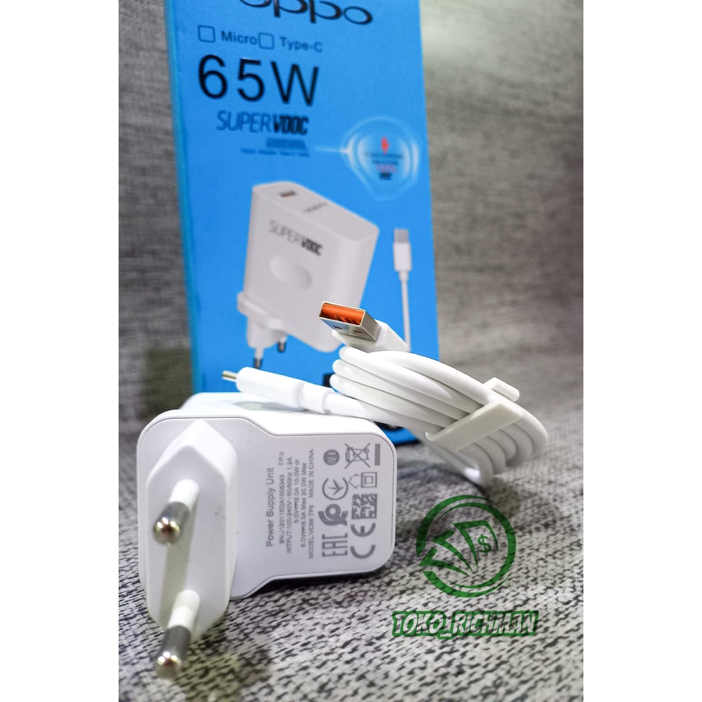 Charger Oppo Super Vooc 65 Watt Casan Oppo A55 Original Flash Charging