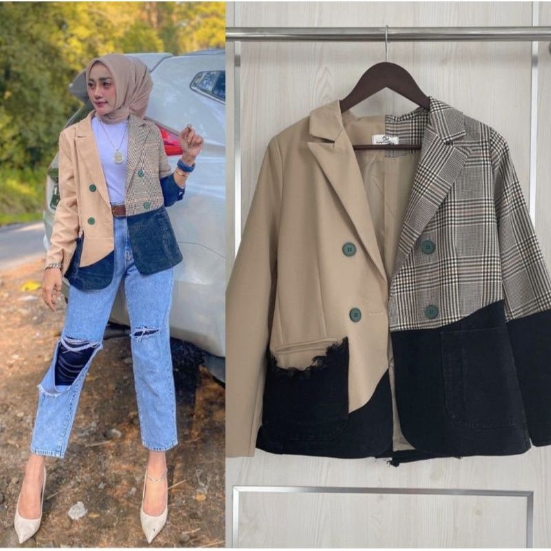 Blazer Two Tone Import Bangkok Blazer Kotak