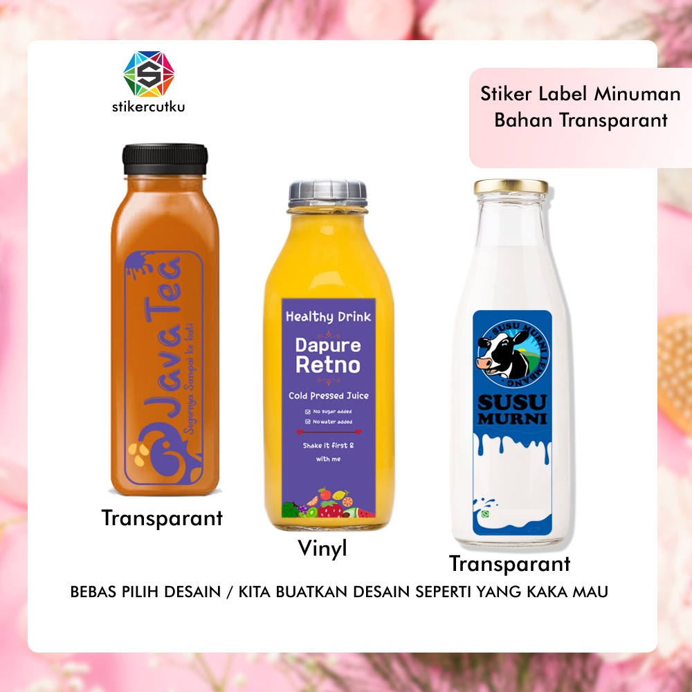 Cetak Label Stiker Botol Minuman A3 Custom 5cm Vinyl Free Desain