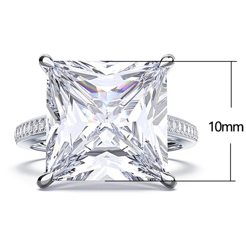 Fancyqube Cincin Kristal Cubic Zirconia Bentuk Persegi Besar Untuk Wanita