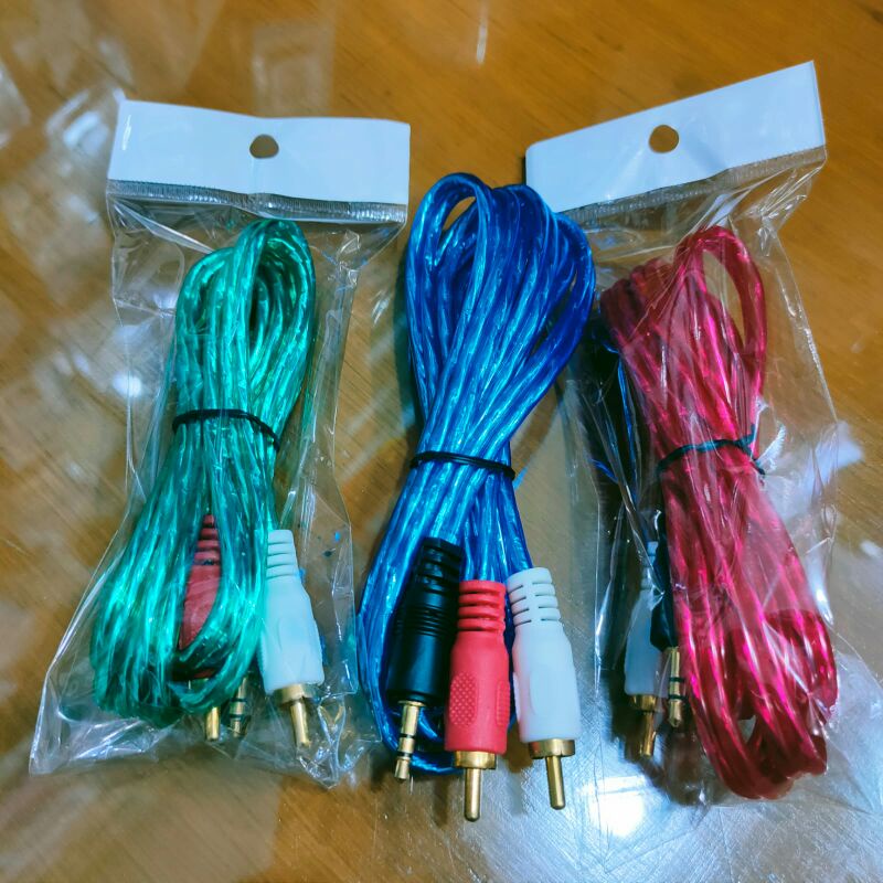 Kabel Aux 2×1 Warna Warni / kabel audio 1x2 transparan panjang 1.5m