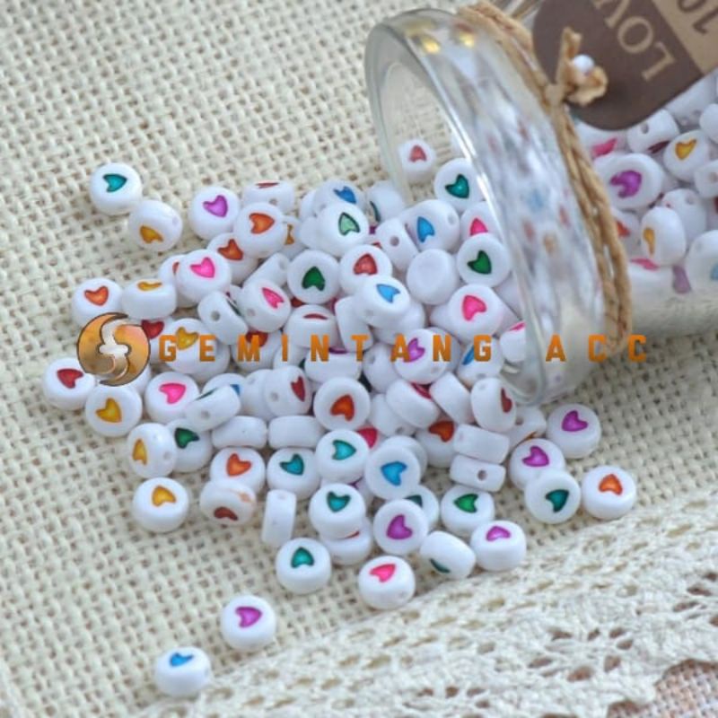 Manik Love Bulat 120 pcs Mote Love Warna Warni Bahan kerajinan Tangan dan DIY