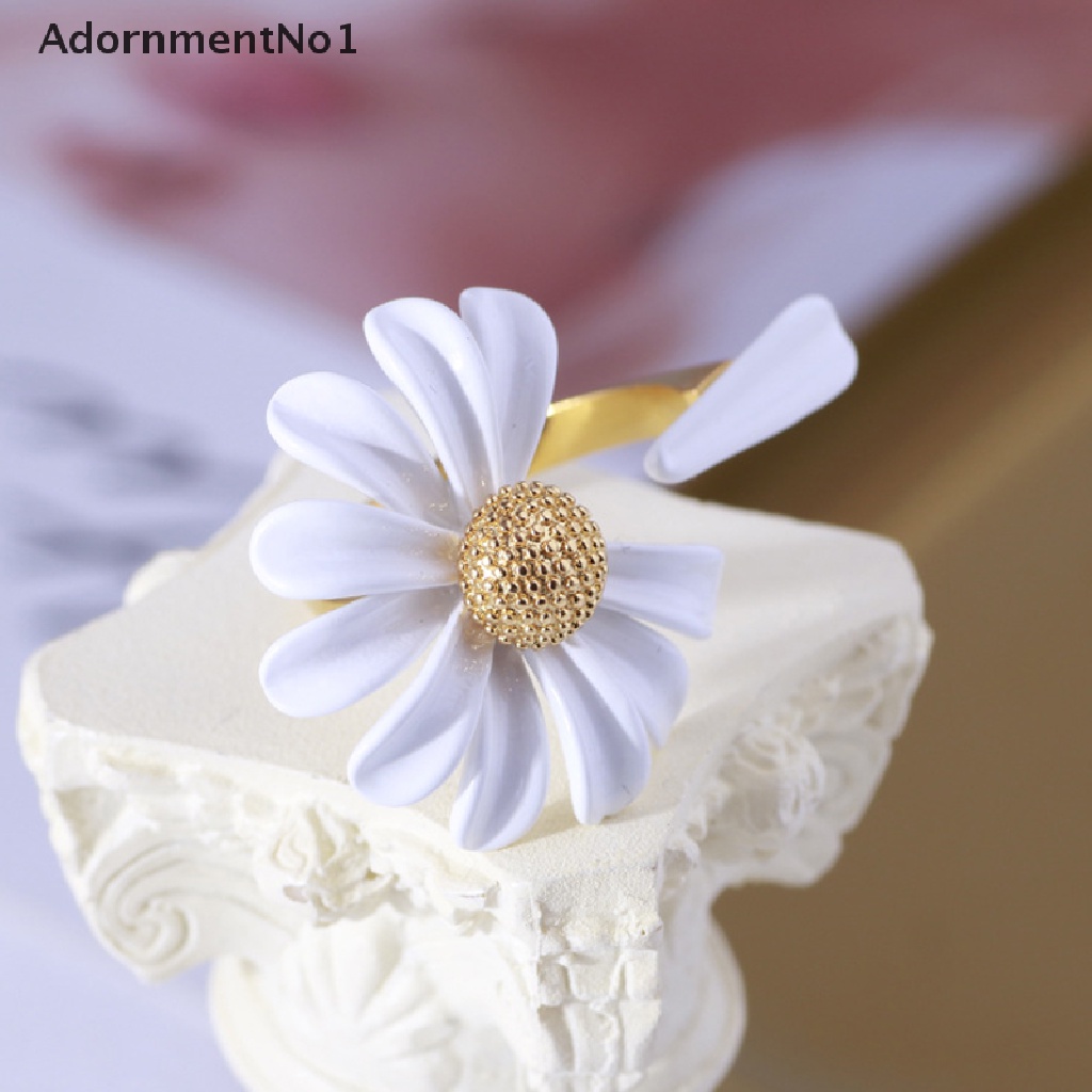 (AdornmentNo1) Cincin Terbuka Adjustable Gaya Boho Motif Bunga Daisy Untuk Perhiasan Wanita