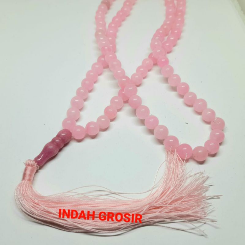 TASBIH BATU ROSE QUARTZ 8MM 99BUTIR ATAU 33BUTIR  ORIGINAL